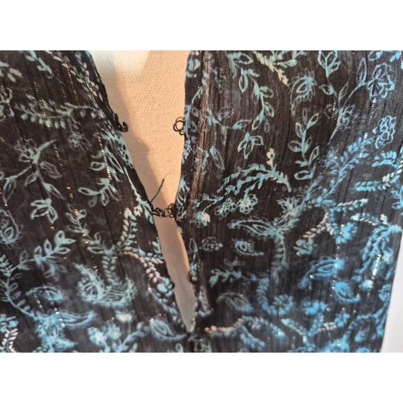 Misa Women's Designer Teal Shimmer Black Lyra Mini Dress Medium - Picture 5 of 11